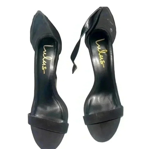 Lulus Black Suede Ankle Strap Heels - Picture 1 of 7